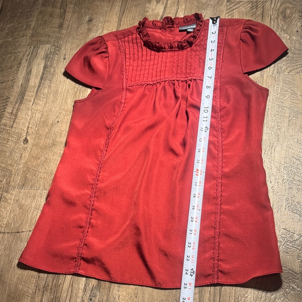 Modcloth Red Ruffled Blouse - Size S - Picture 8 of 11
